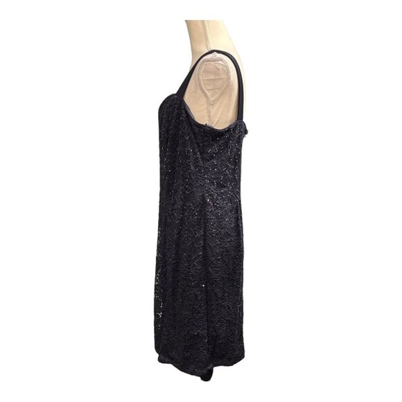 R&M Richards Womens 14 Sequin Midi Dress With Sheer Jacket Blue Halter Formal - Picture 4 of 16